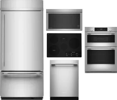 5 Piece Package Includes Refrigerator, Cooktop, Wall Oven, Microwave And Dishwasher
