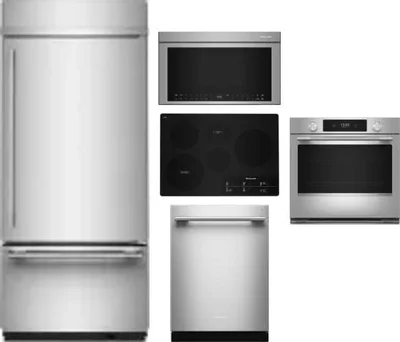 5 Piece Package Includes Refrigerator, Cooktop, Wall Oven, Microwave And Dishwasher
