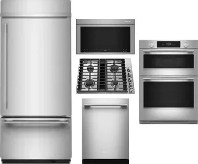 5 Piece Package Includes Refrigerator, Cooktop, Wall Oven, Microwave And Dishwasher