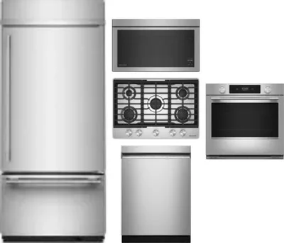 5 Piece Package Includes Refrigerator, Cooktop, Wall Oven, Microwave And Dishwasher