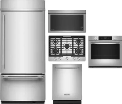 5 Piece Package Includes Refrigerator, Cooktop, Wall Oven, Microwave And Dishwasher