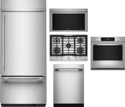 5 Piece Package Includes Refrigerator, Cooktop, Wall Oven, Microwave And Dishwasher