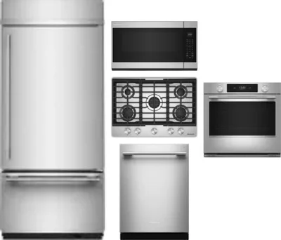 5 Piece Package Includes Refrigerator, Cooktop, Wall Oven, Microwave And Dishwasher