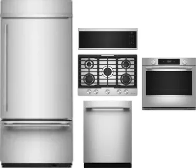 5 Piece Package Includes Refrigerator, Cooktop, Wall Oven, Microwave And Dishwasher