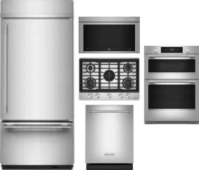 5 Piece Package Includes Refrigerator, Cooktop, Wall Oven, Microwave And Dishwasher
