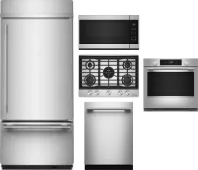 5 Piece Package Includes Refrigerator, Cooktop, Wall Oven, Microwave And Dishwasher