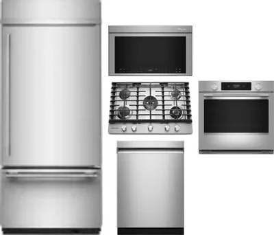 5 Piece Package Includes Refrigerator, Cooktop, Wall Oven, Microwave And Dishwasher