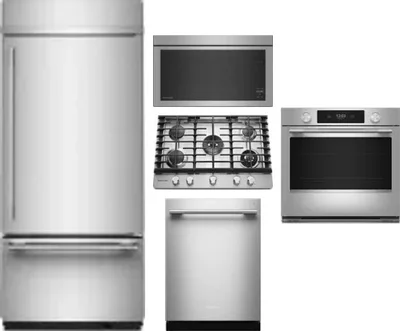 5 Piece Package Includes Refrigerator, Cooktop, Wall Oven, Microwave And Dishwasher