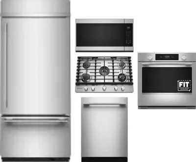 5 Piece Package Includes Refrigerator, Cooktop, Wall Oven, Microwave And Dishwasher