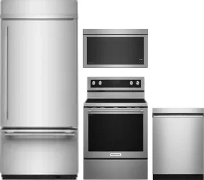 4 Piece Package Includes Refrigerator, Range, Microwave And Dishwasher