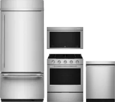 4 Piece Package Includes Refrigerator, Range, Microwave And Dishwasher