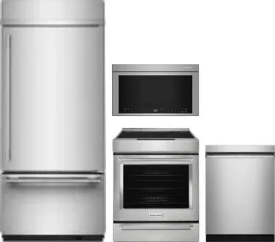 4 Piece Package Includes Refrigerator, Range, Microwave And Dishwasher