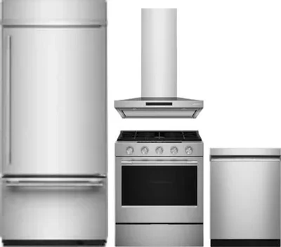 4 Piece Package Includes Refrigerator, Range, Hood And Dishwasher