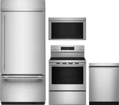 4 Piece Package Includes Refrigerator, Range, Microwave And Dishwasher