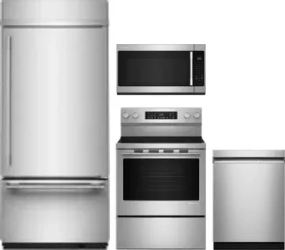 4 Piece Package Includes Refrigerator, Range, Microwave And Dishwasher