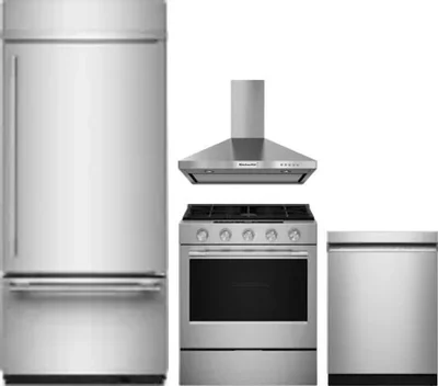 4 Piece Package Includes Refrigerator, Range, Hood And Dishwasher