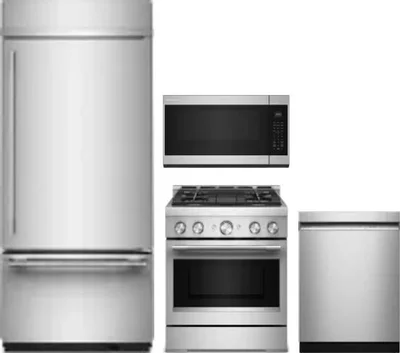 4 Piece Package Includes Refrigerator, Range, Microwave And Dishwasher