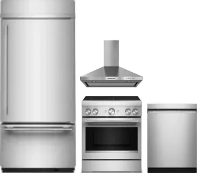 4 Piece Package Includes Refrigerator, Range, Hood And Dishwasher