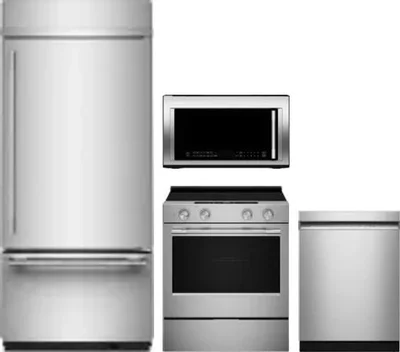 4 Piece Package Includes Refrigerator, Range, Microwave And Dishwasher