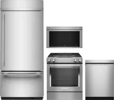 4 Piece Package Includes Refrigerator, Range, Microwave And Dishwasher
