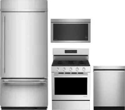 4 Piece Package Includes Refrigerator, Range, Microwave And Dishwasher
