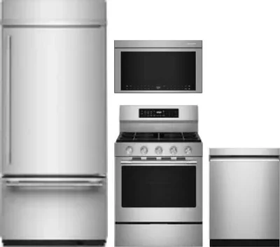 4 Piece Package Includes Refrigerator, Range, Microwave And Dishwasher