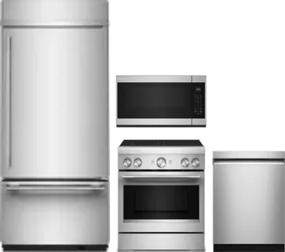 4 Piece Package Includes Refrigerator, Range, Microwave And Dishwasher