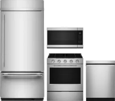 4 Piece Package Includes Refrigerator, Range, Microwave And Dishwasher