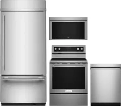 4 Piece Package Includes Refrigerator, Range, Microwave And Dishwasher