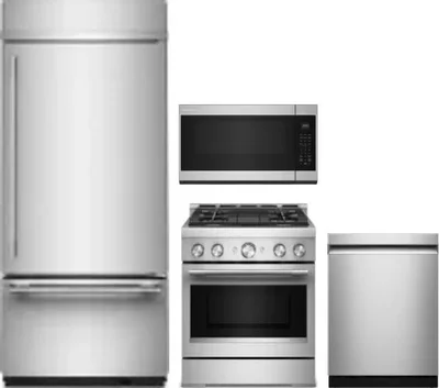 4 Piece Package Includes Refrigerator, Range, Microwave And Dishwasher
