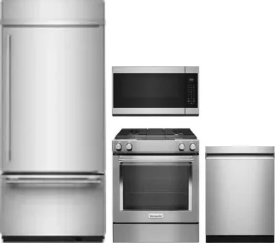 4 Piece Package Includes Refrigerator, Range, Microwave And Dishwasher