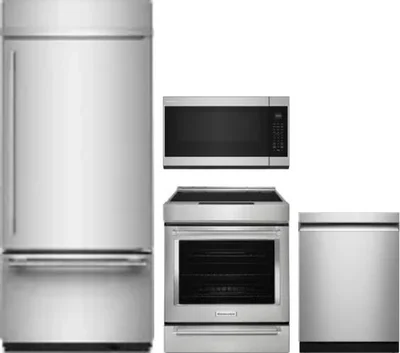 4 Piece Package Includes Refrigerator, Range, Microwave And Dishwasher