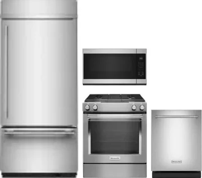 4 Piece Package Includes Refrigerator, Range, Microwave And Dishwasher