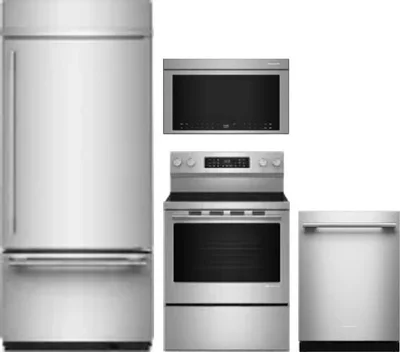 4 Piece Package Includes Refrigerator, Range, Microwave And Dishwasher