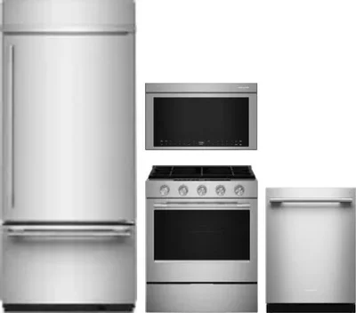 4 Piece Package Includes Refrigerator, Range, Microwave And Dishwasher