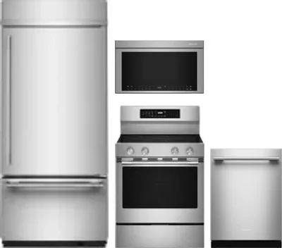 4 Piece Package Includes Refrigerator, Range, Microwave And Dishwasher