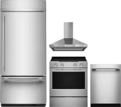 4 Piece Package Includes Refrigerator, Range, Hood And Dishwasher
