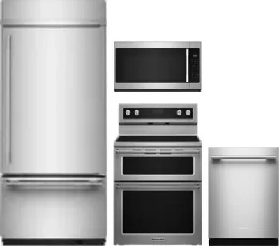 4 Piece Package Includes Refrigerator, Range, Microwave And Dishwasher