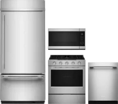 4 Piece Package Includes Refrigerator, Range, Microwave And Dishwasher