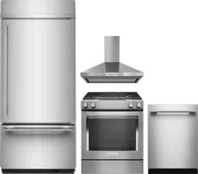 4 Piece Package Includes Refrigerator, Range, Hood And Dishwasher