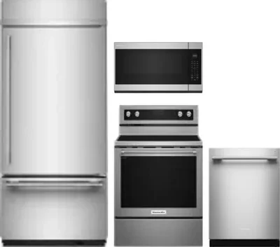 4 Piece Package Includes Refrigerator, Range, Microwave And Dishwasher