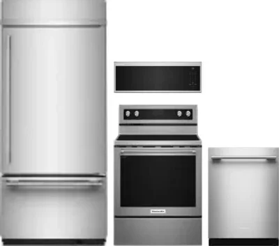 4 Piece Package Includes Refrigerator, Range, Microwave And Dishwasher