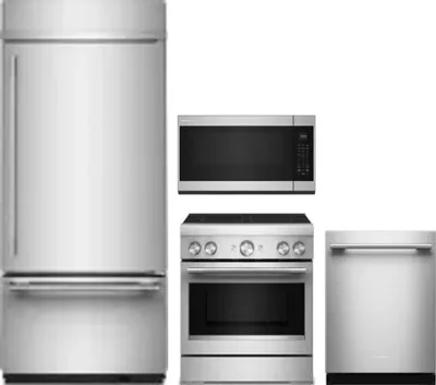 4 Piece Package Includes Refrigerator, Range, Microwave And Dishwasher