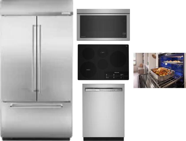 5 Piece Package Includes Refrigerator, Cooktop, Wall Oven, Microwave And Dishwasher