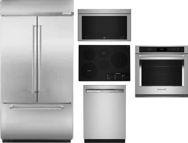 5 Piece Package Includes Refrigerator, Cooktop, Wall Oven, Microwave And Dishwasher