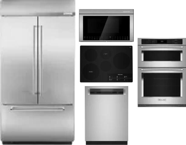 5 Piece Package Includes Refrigerator, Cooktop, Wall Oven, Microwave And Dishwasher