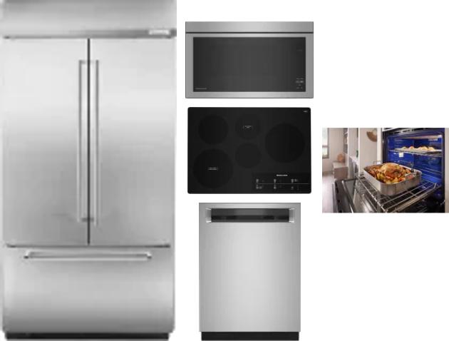 5 Piece Package Includes Refrigerator, Cooktop, Wall Oven, Microwave And Dishwasher
