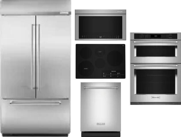 5 Piece Package Includes Refrigerator, Cooktop, Wall Oven, Microwave And Dishwasher
