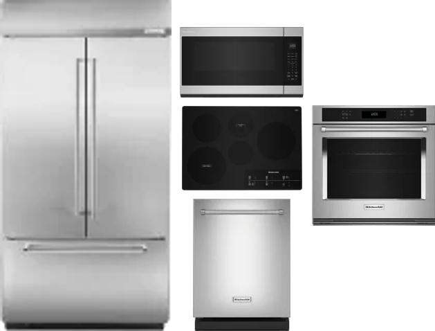 5 Piece Package Includes Refrigerator, Cooktop, Wall Oven, Microwave And Dishwasher