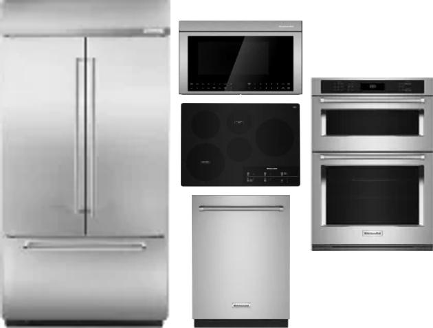 5 Piece Package Includes Refrigerator, Cooktop, Wall Oven, Microwave And Dishwasher